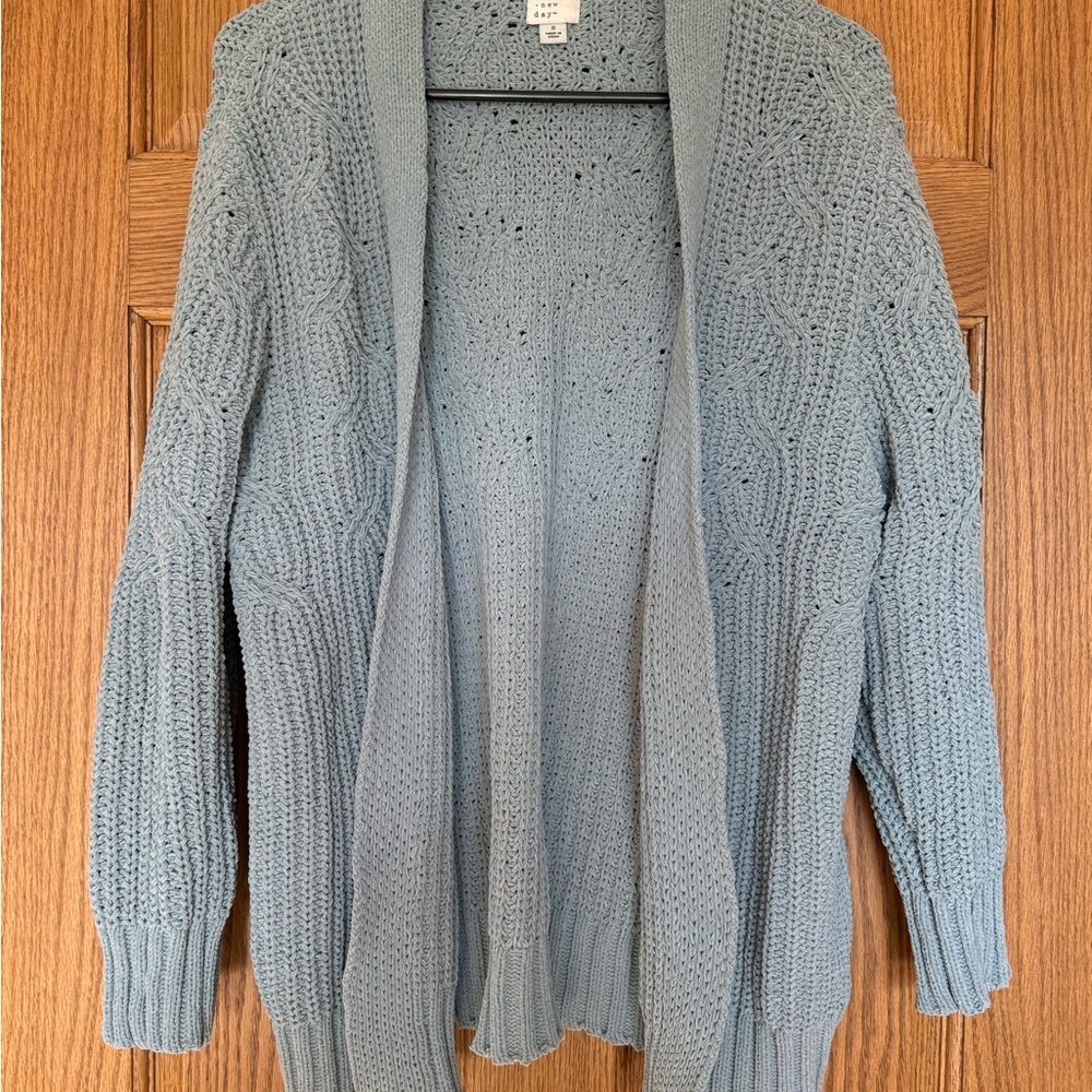 a new day Women's Light Blueish/Green Open Front Cardigan